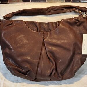 AVA ROSE HANDBAGS "LOLA" Gorgeous Brown Leather Small Hobo Style Handbag
